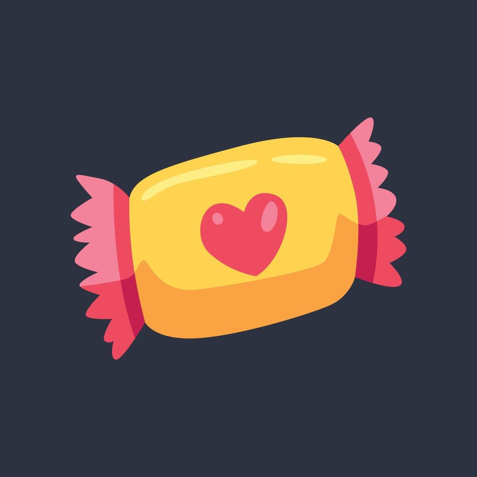 candy pack with love sign in flat design. vector