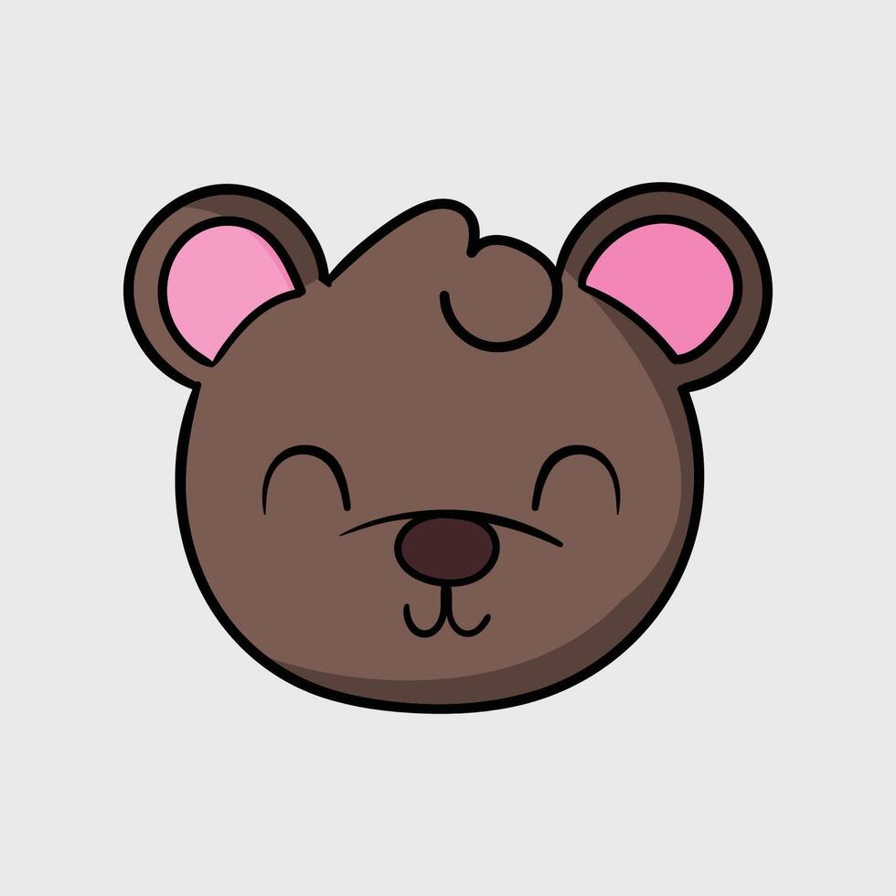 cute bear head in flat design. vector