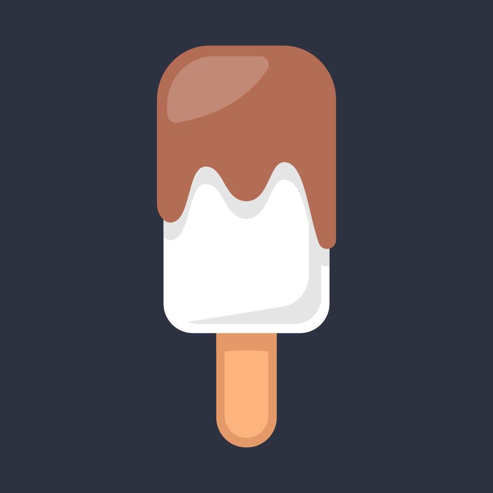 vanilla ice with chocolate cream in flat design. vector