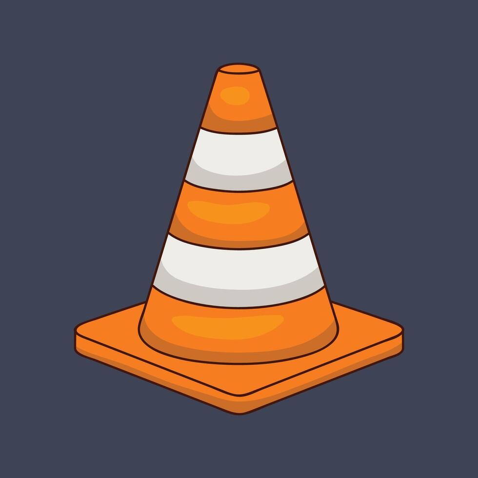 traffic cone in flat design. vector