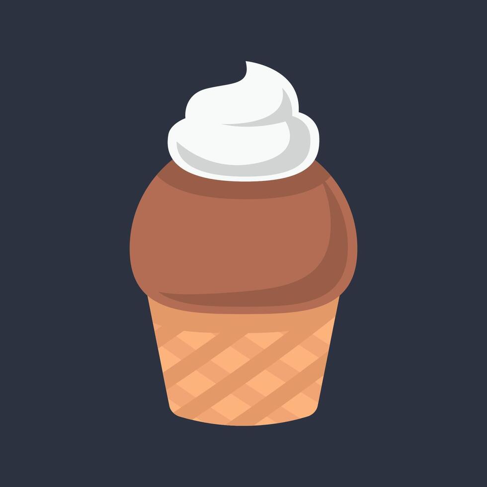 chocolate and vanilla ice cream cup in flat design. vector