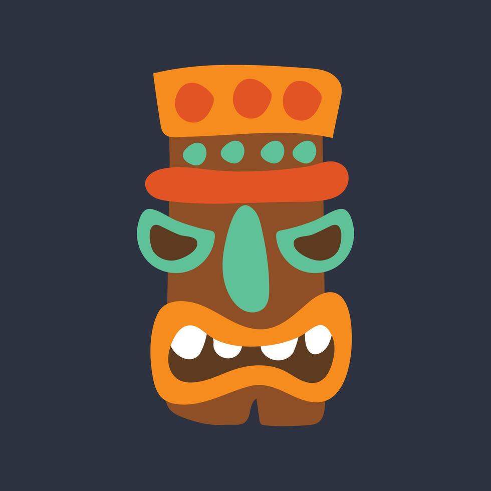 wooden ethnic mask in flat design. vector