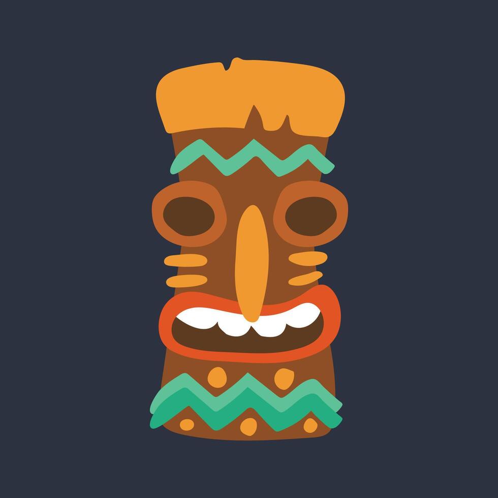 wood ethnic mask with laugh face in flat design. vector