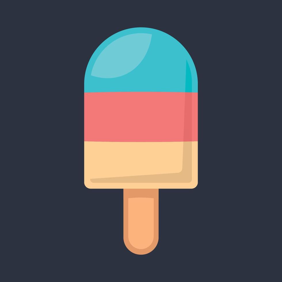 three flavor ice cream stick in flat design. vector