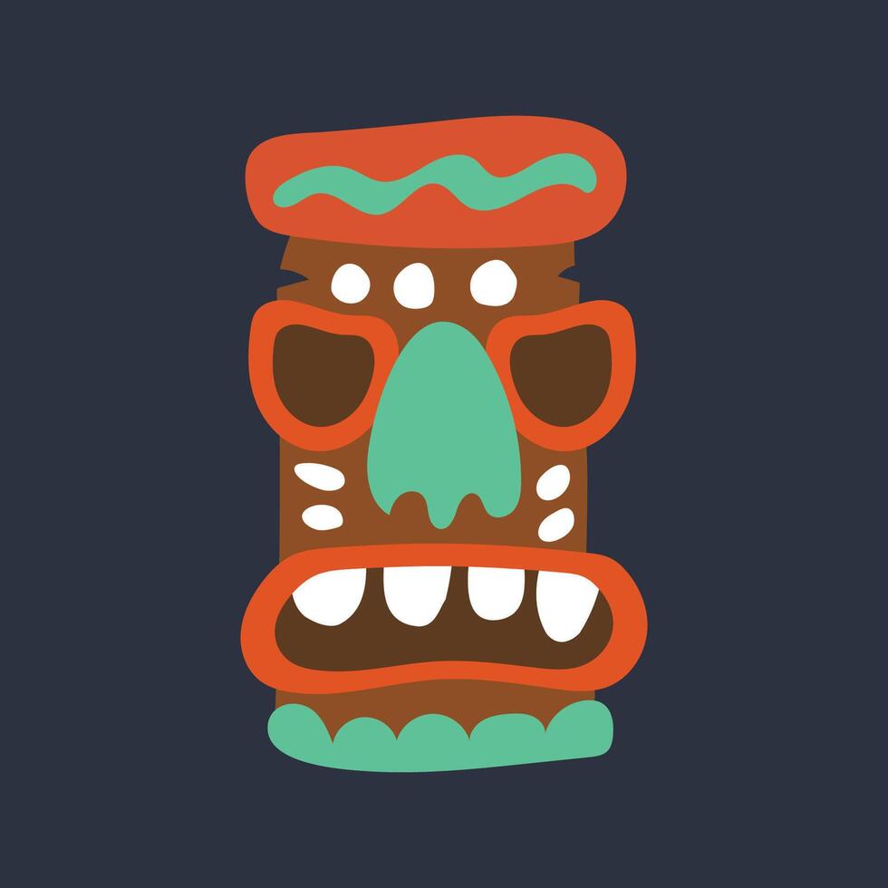 wooden ethnic statue with tosca nose in flat design. vector