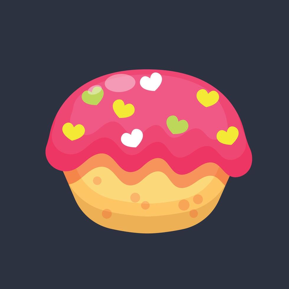strawberry muffin flavor in flat design. vector