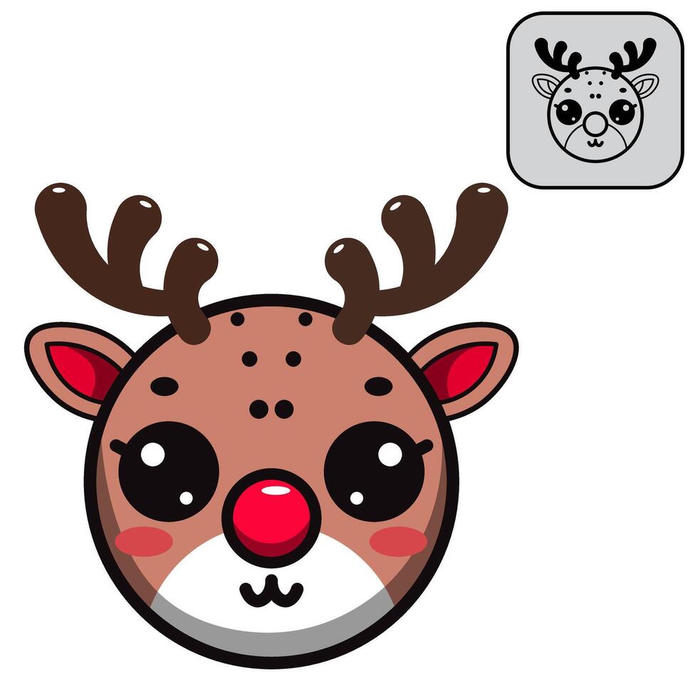 Cute cartoon reindeer with a red bow tie, perfect for a holiday design. vector