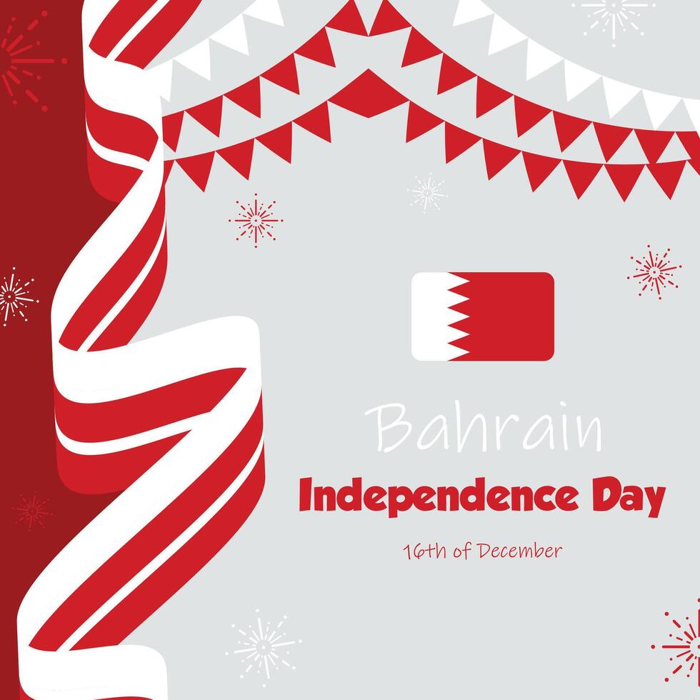 Bahrain independence day background with flag and bunting vector