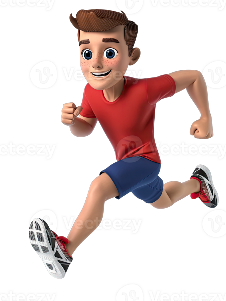 A cartoon boy running in the air png