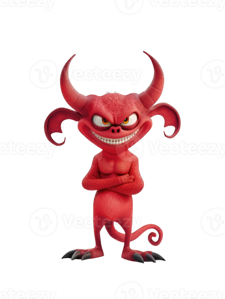 A red demon with horns and a big smile png