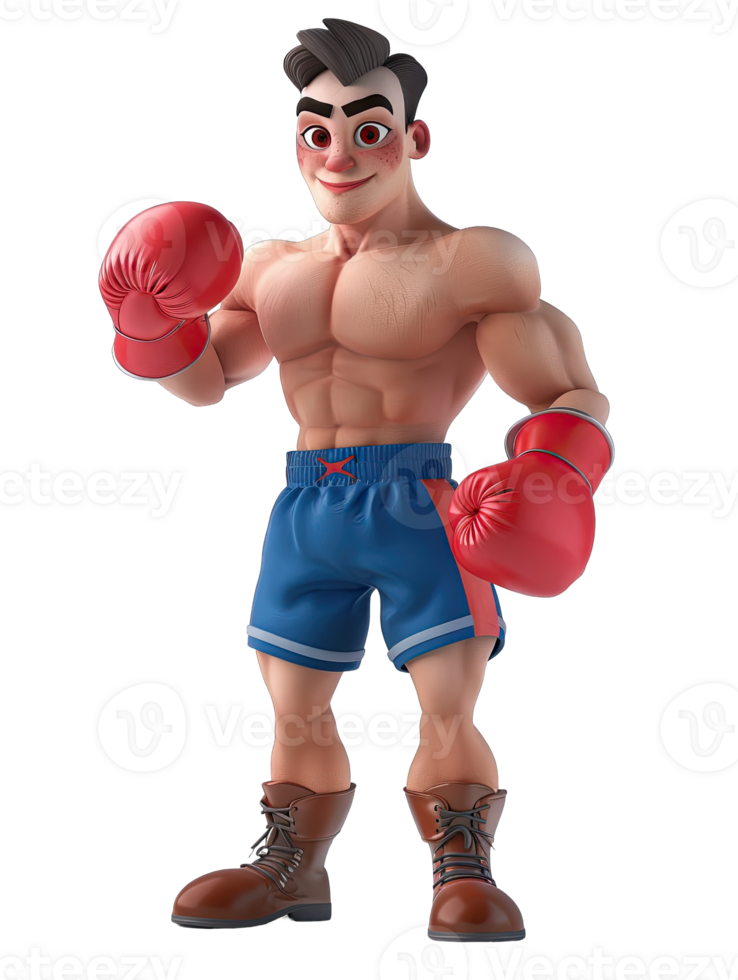 A cartoon character with boxing gloves on png