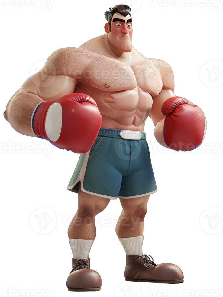 A cartoon man with boxing gloves on png