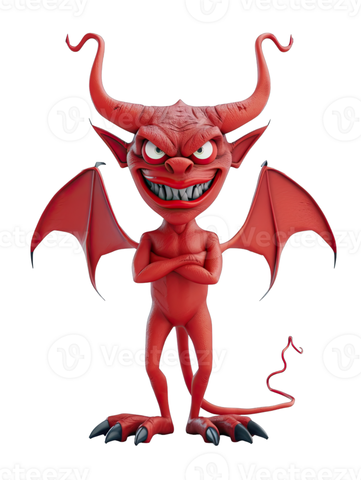 A cartoon devil with big eyes and horns png