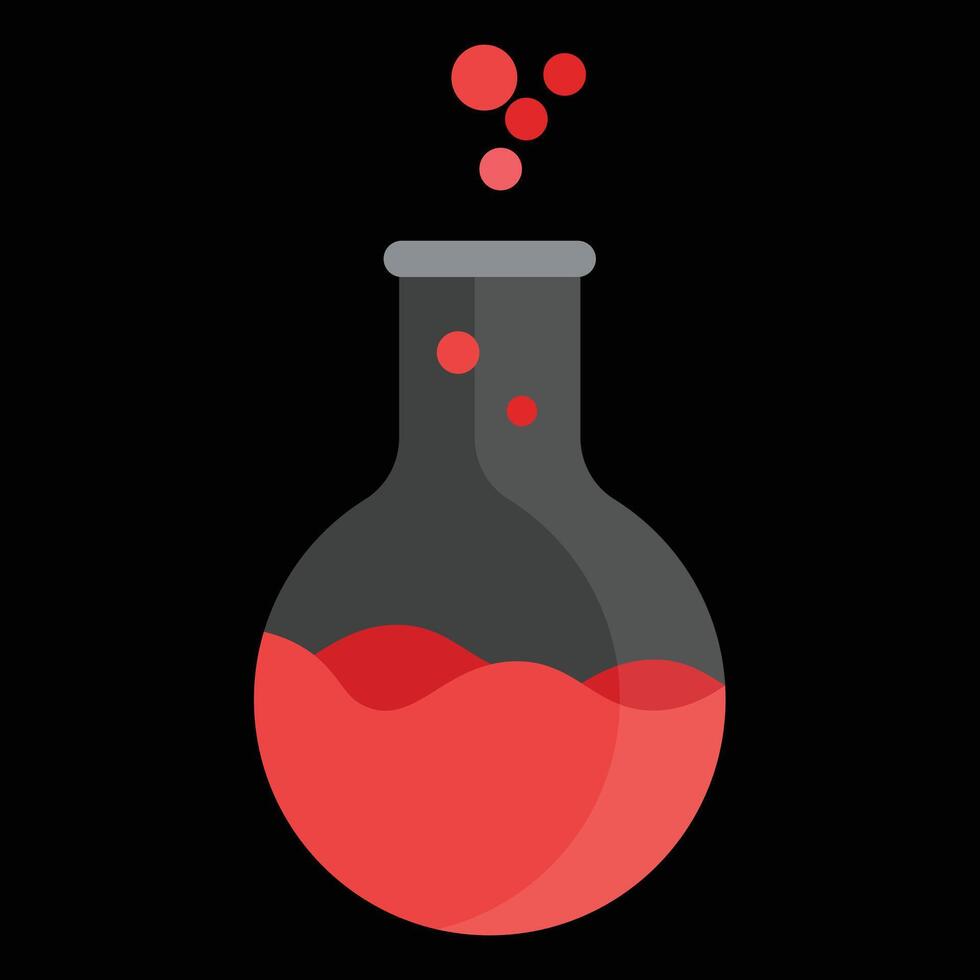 Chemistry Flask with Red Liquid and Bubbles vector