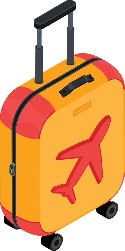 Isometric Travel Suitcase Icon with Airplane Symbol vector