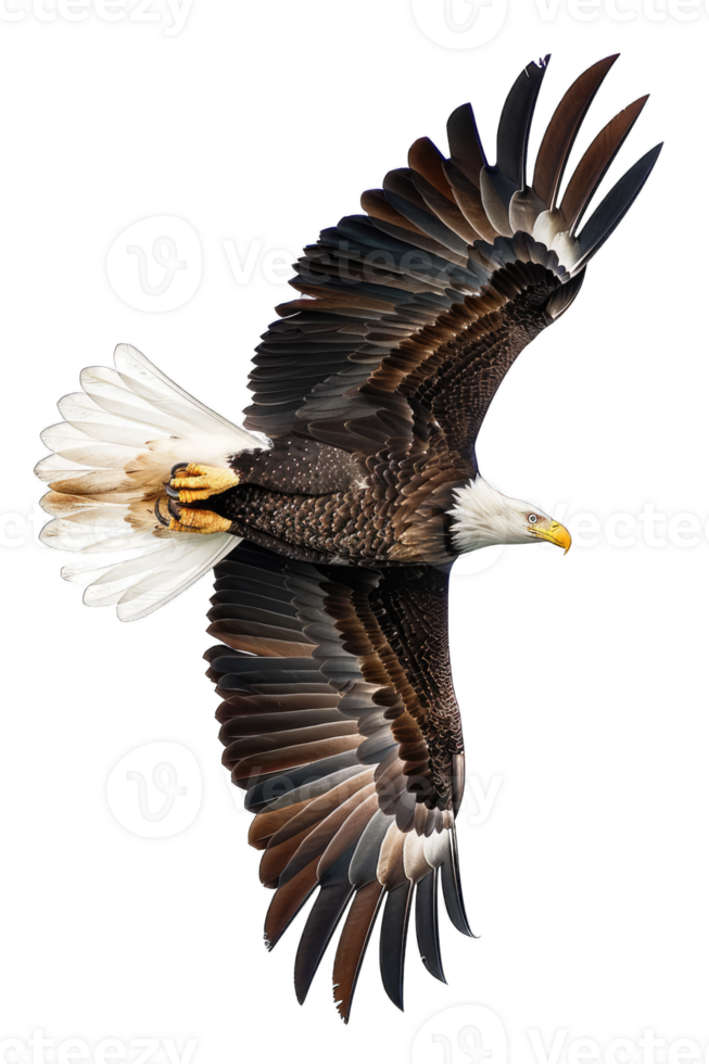 Bald eagle flying in the air with its wings spread png