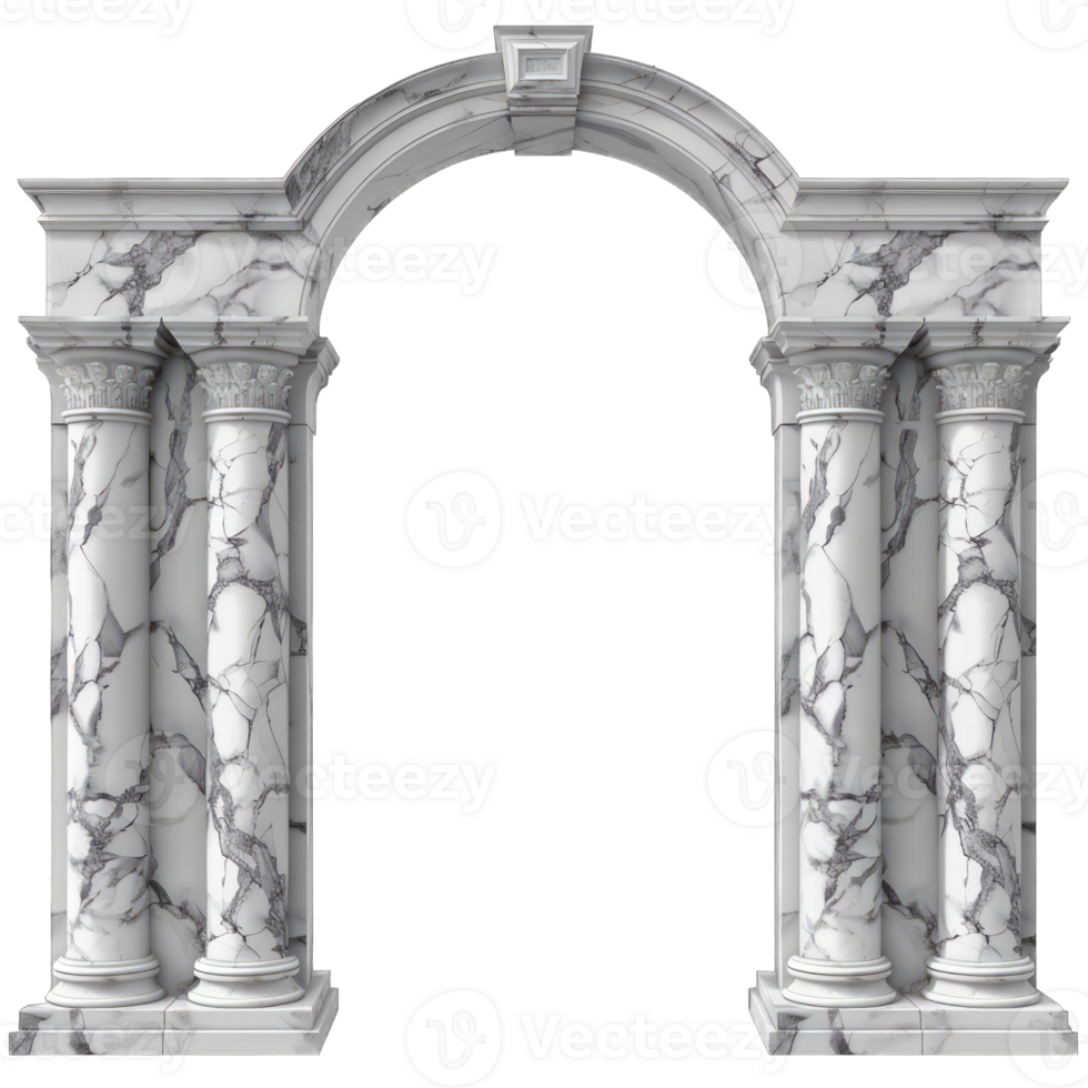A white marble arch with columns and pillars png