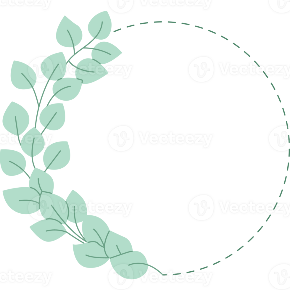 a circle with eucalyptus green leaves on it png