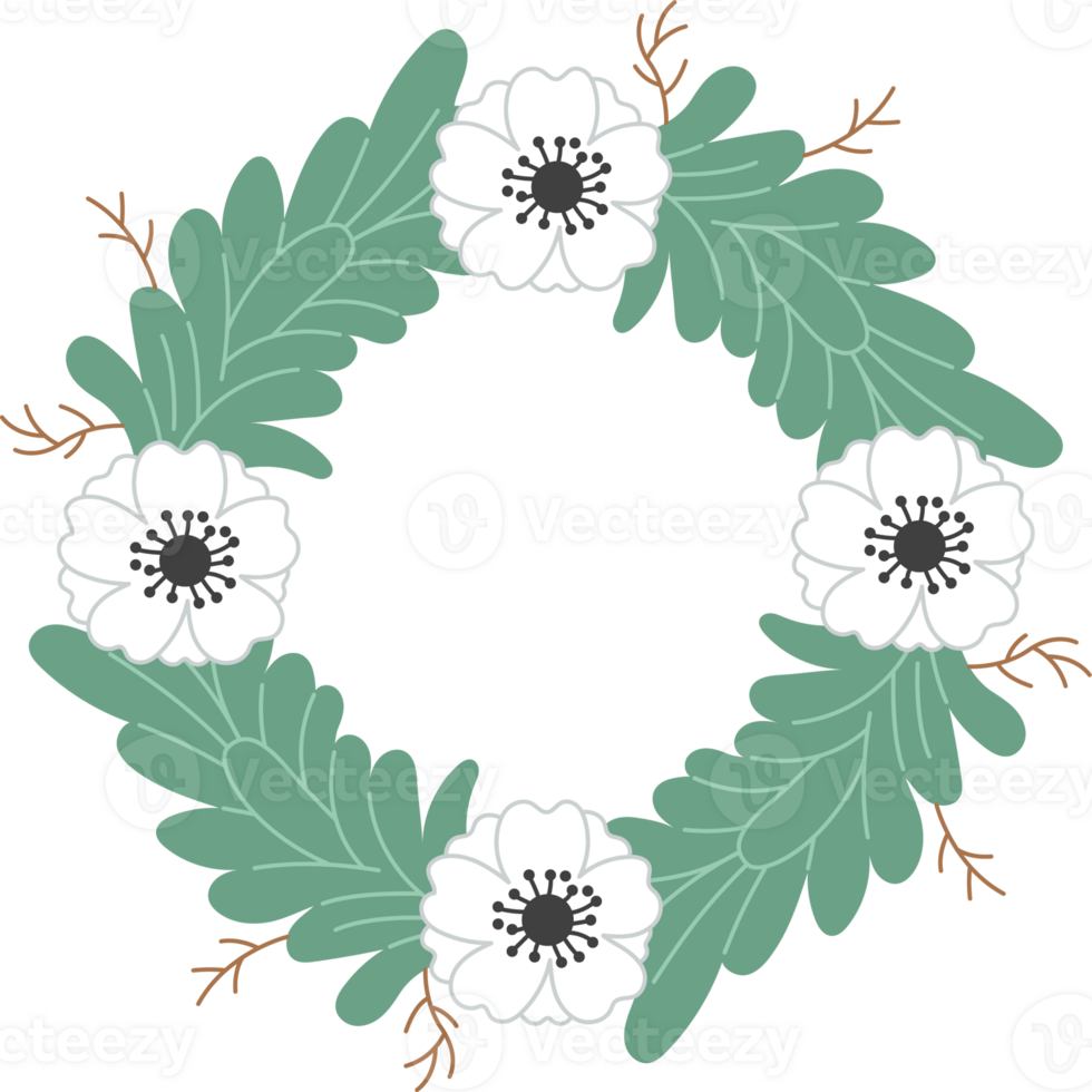anemone flower wreath clipart png