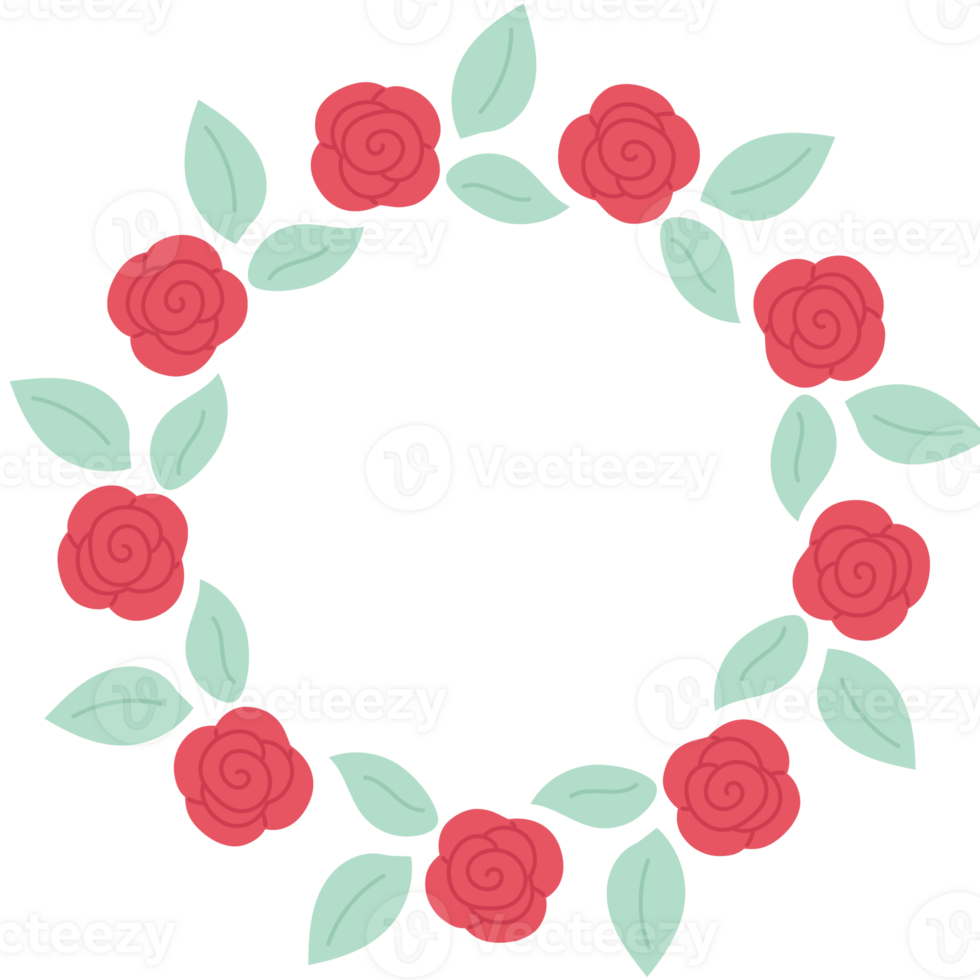 red roses in a circle wreath png