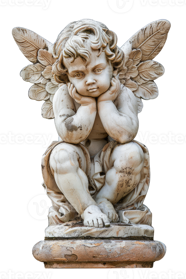 A statue of an angel sitting on a pedestal png