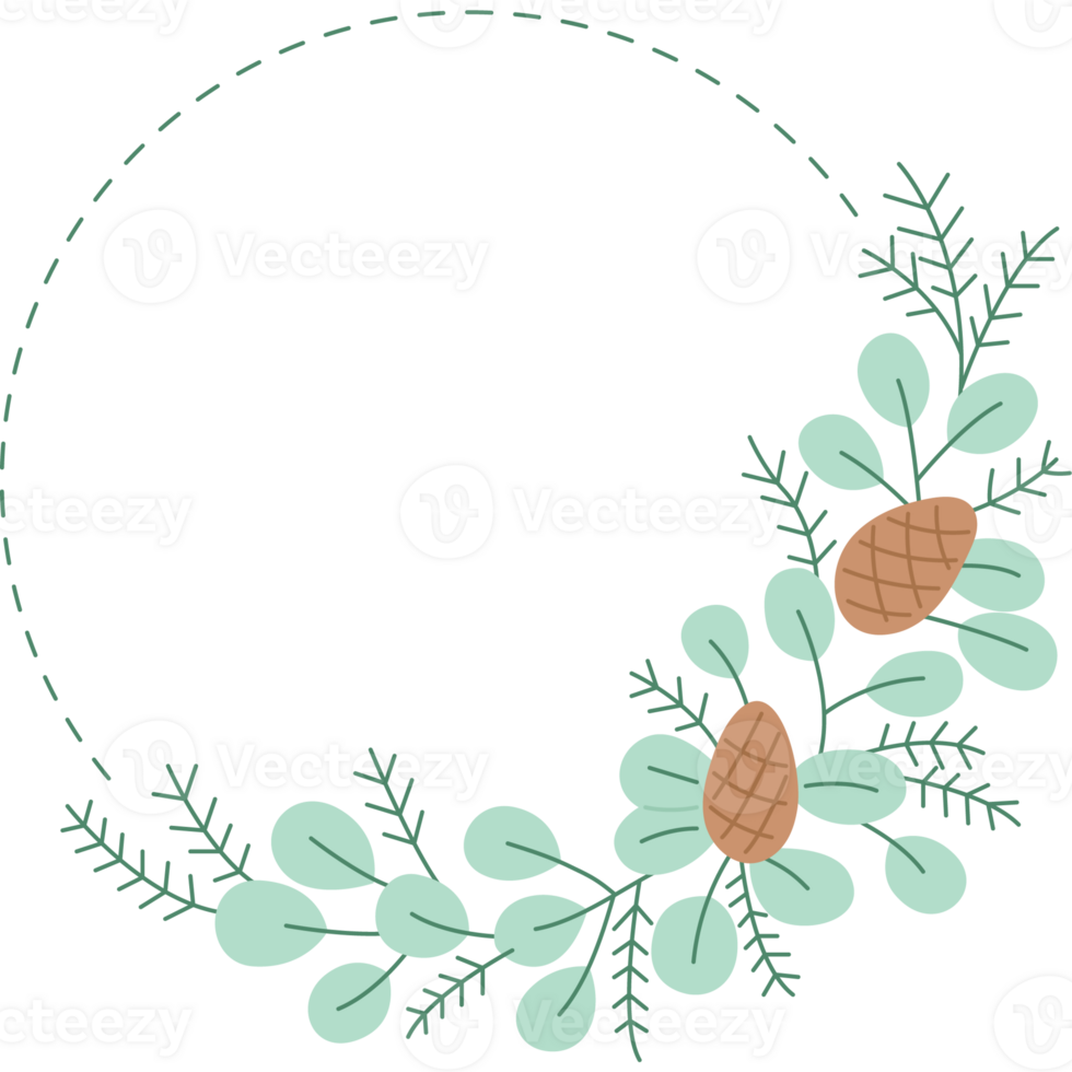a wreath with pine cones and leaves png