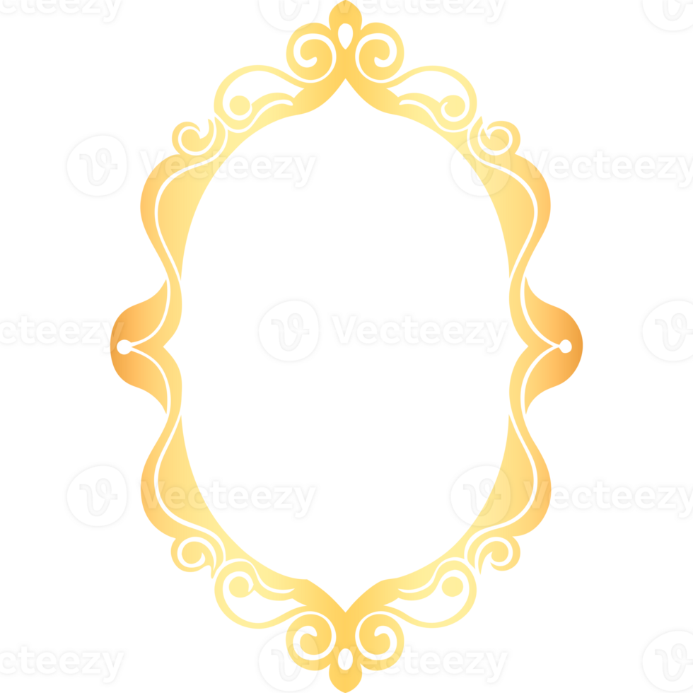 Luxury Gold Frame with Transparent Background. Full gold color with vintage style, free download png