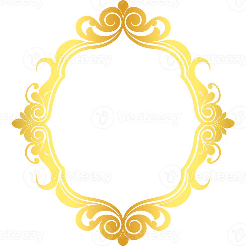 Download Free Decorative Luxury Ornate Gold Frame with Transparent Background png