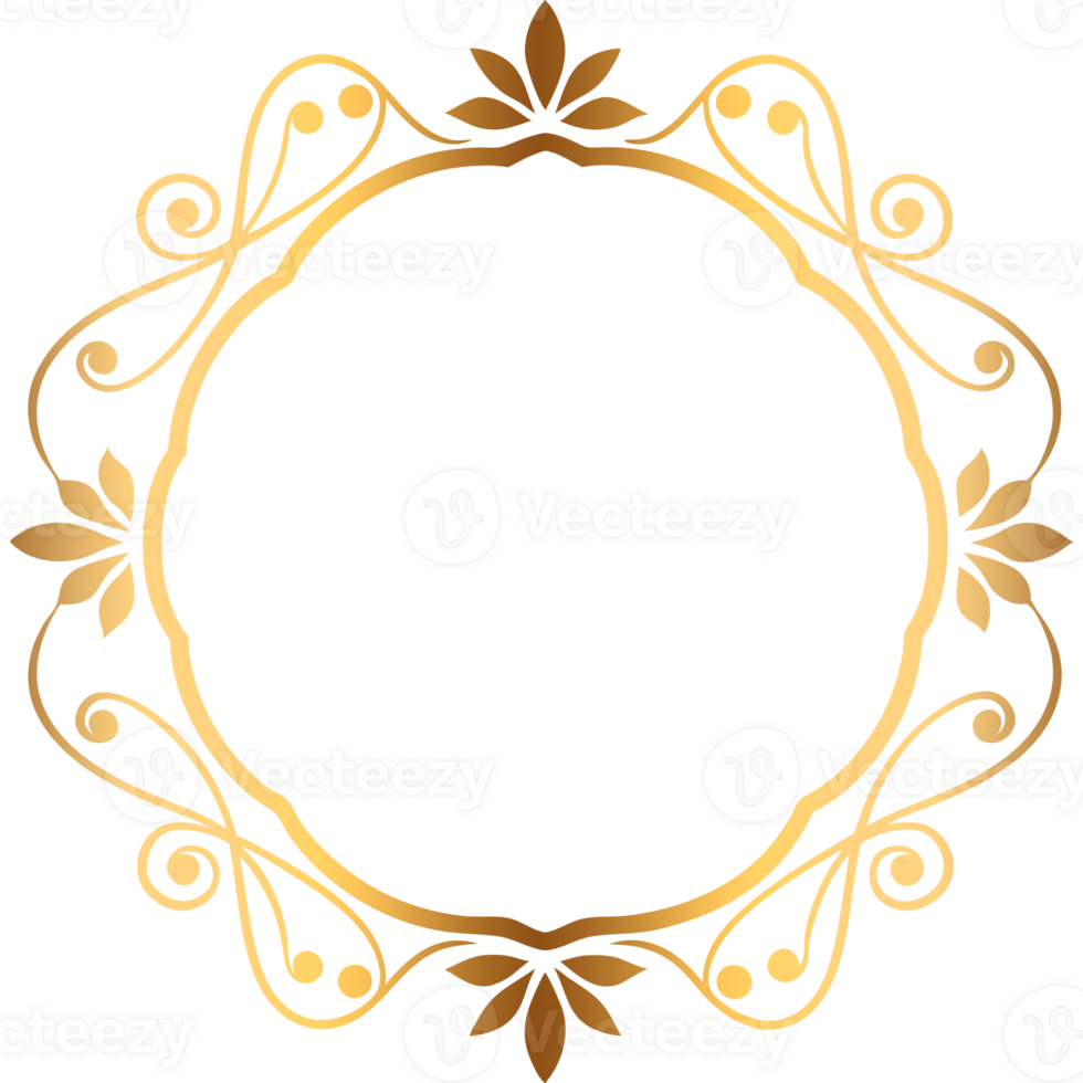 Elegant Vintage Gold Floral Frame for Your Designs for free with Transparent Background png