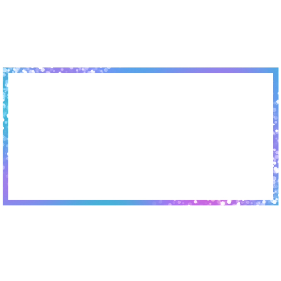 Blue and purple rectangle frame with glitter png