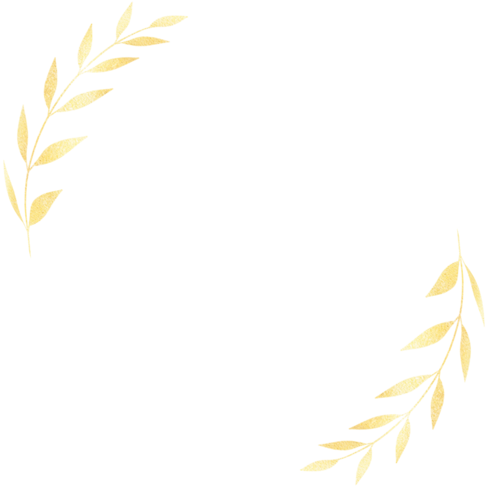 Glittery golden leaf corner frame png