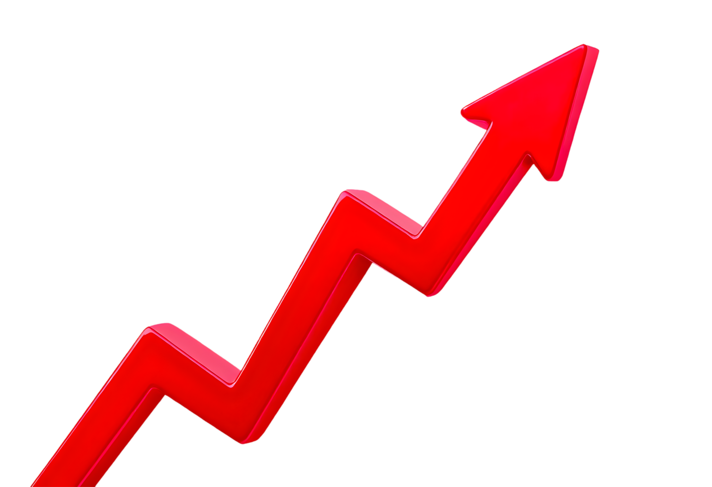 A Vibrant Red 3D Arrow Pointing Upwards With a Zigzag Pattern png