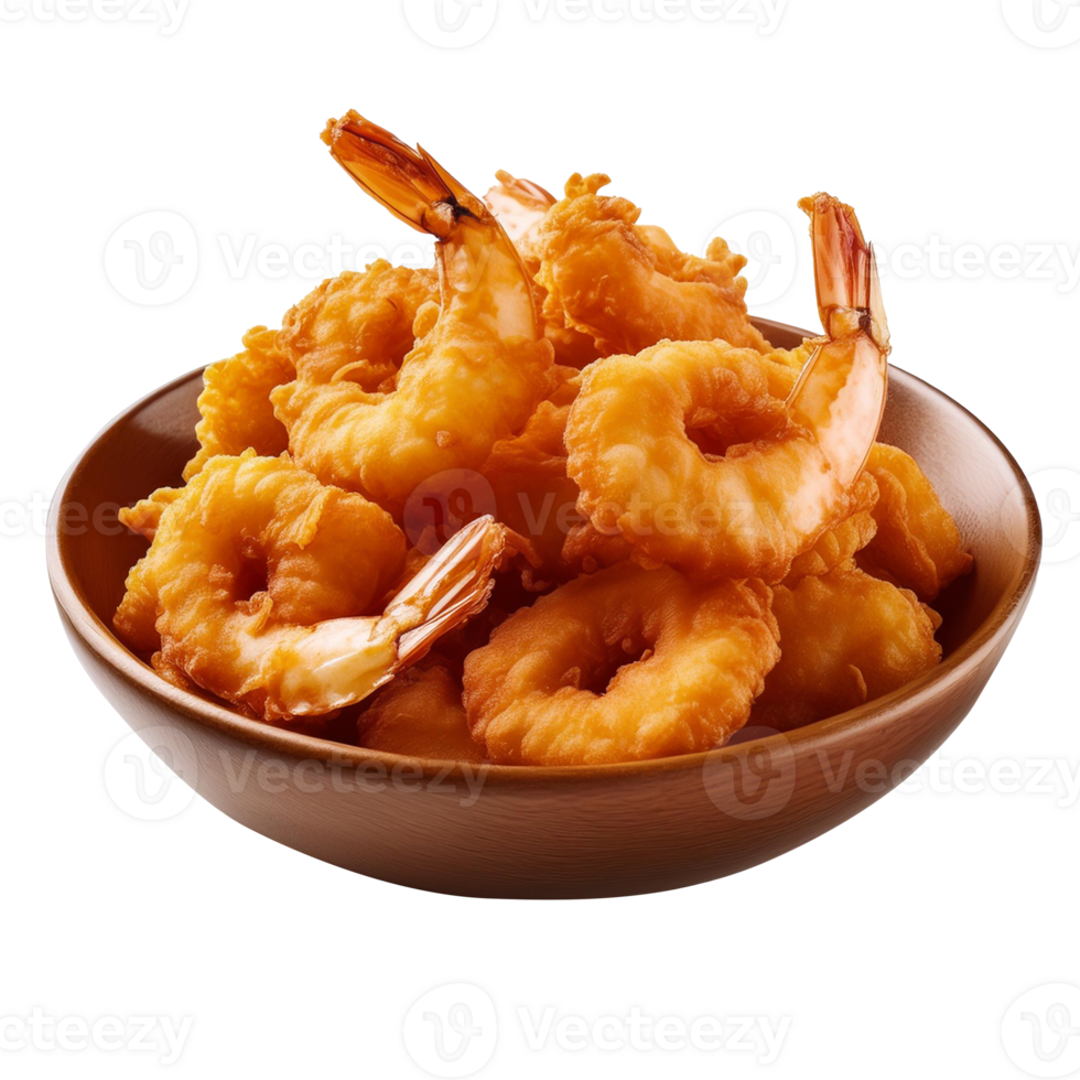 Fried Prawns in a bowl on a transparent background png