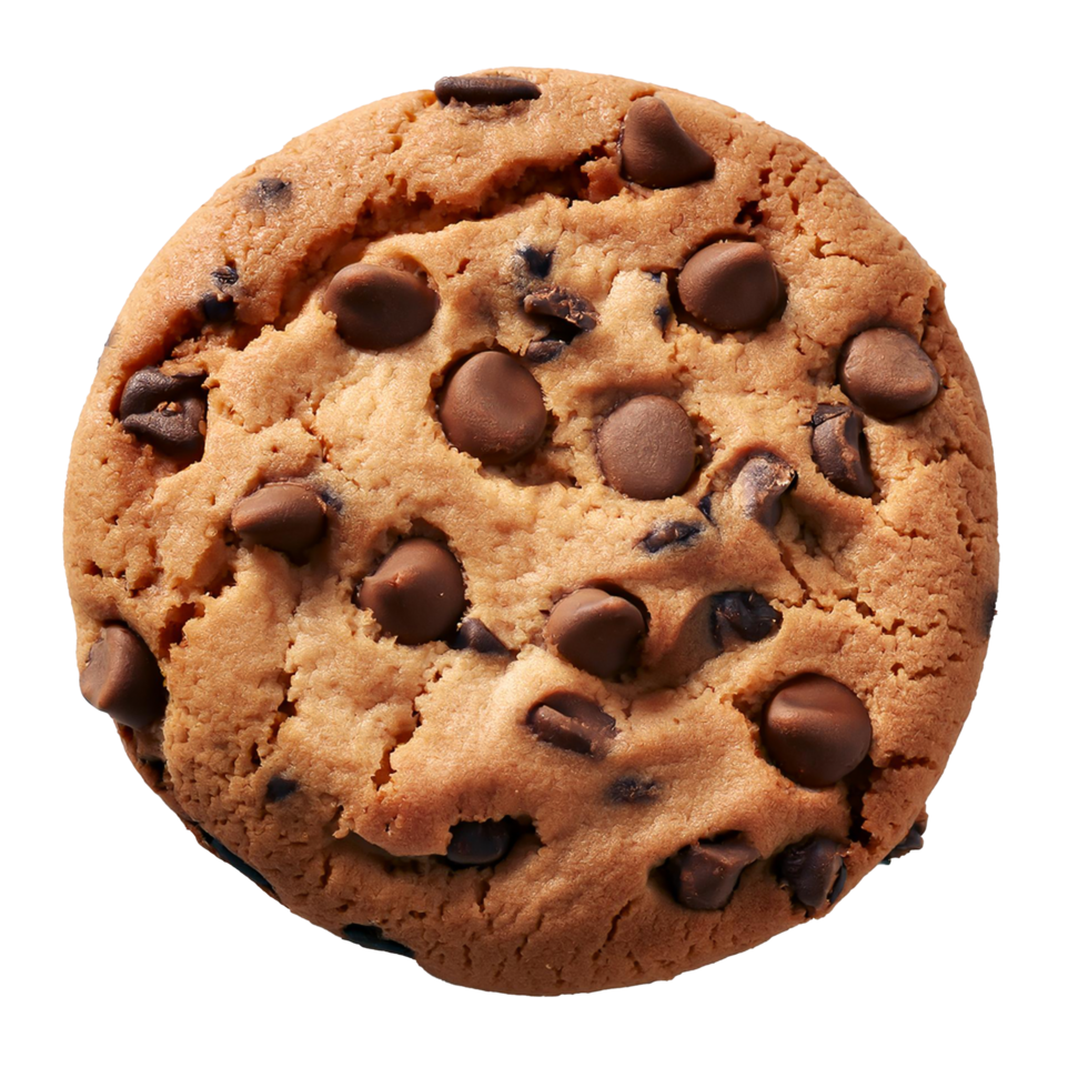 Chocolate chip cookie on transparent background png