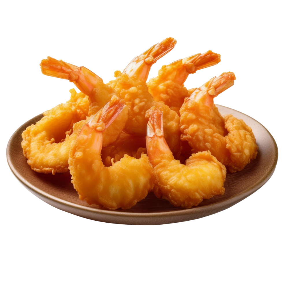 Fried Prawns in a bowl on a white plate transparent background png
