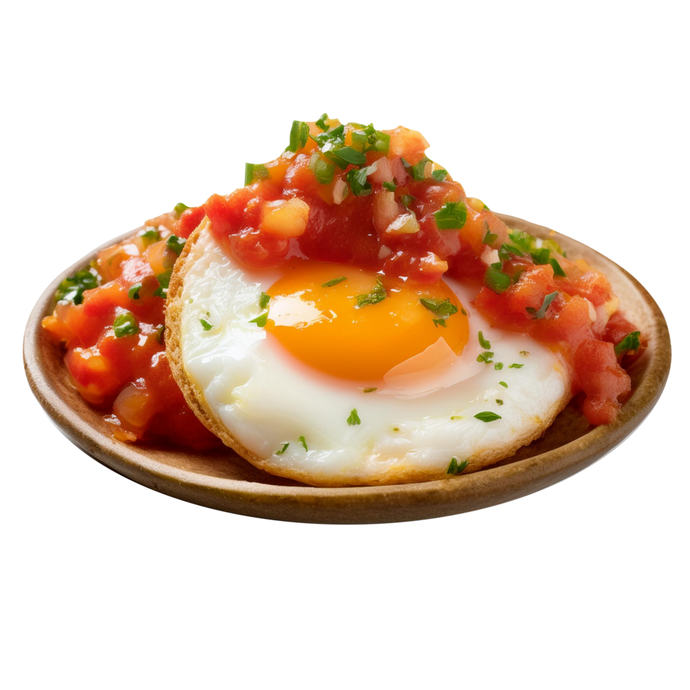Fried egg on tomato sauce png