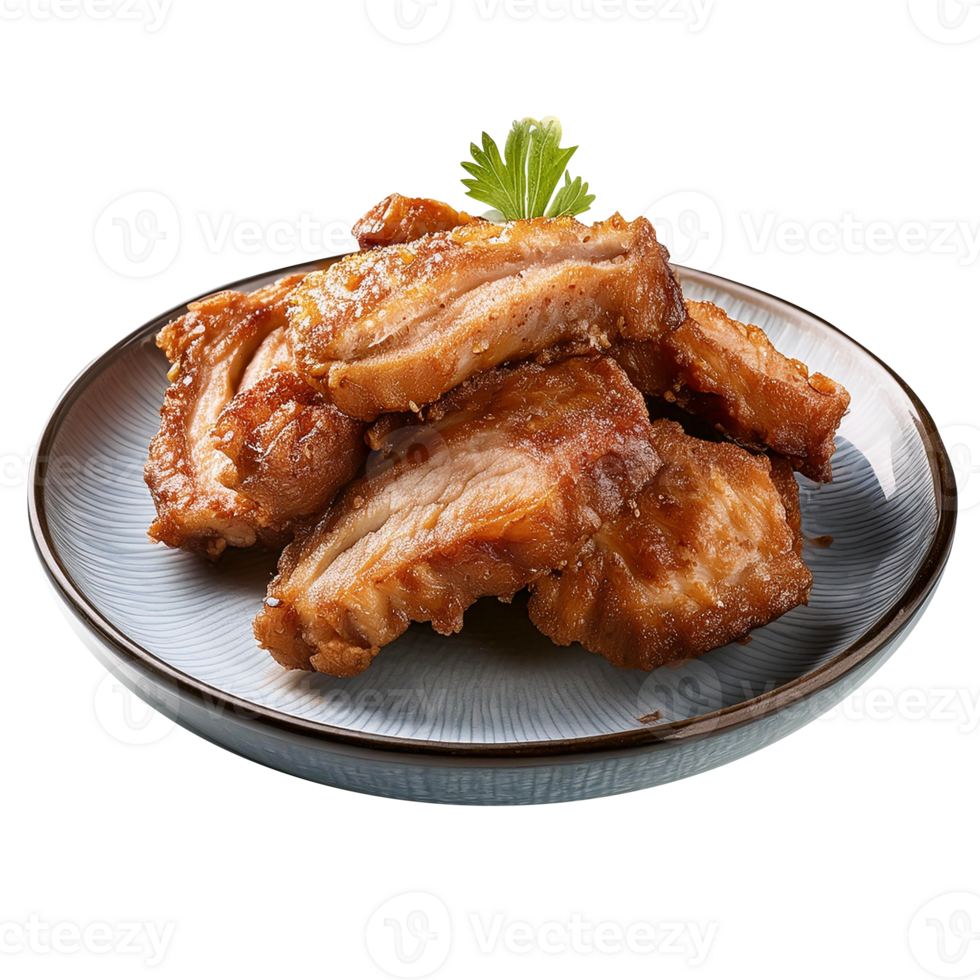 Pork Fried on a plate with parsley on it png