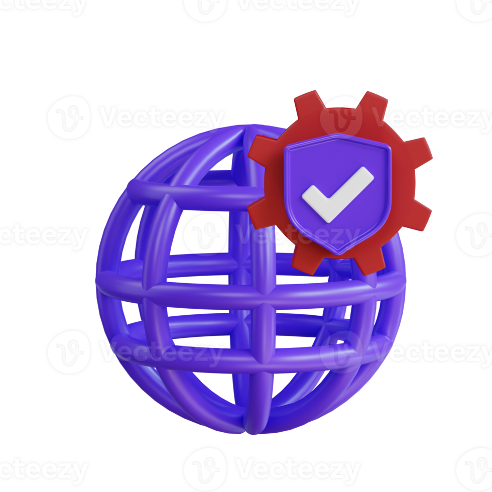 Internet Shield Protection 3D Icon png