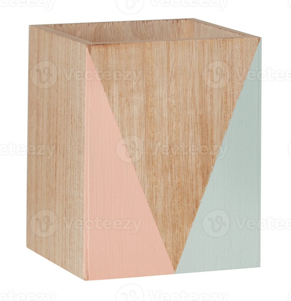 wooden box Triangular pattern on the front cut out isolated transparent background png