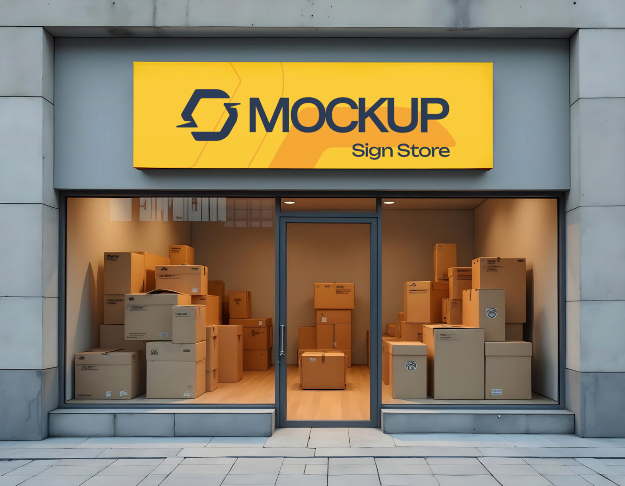 sign store Cargo Branding Mockup psd