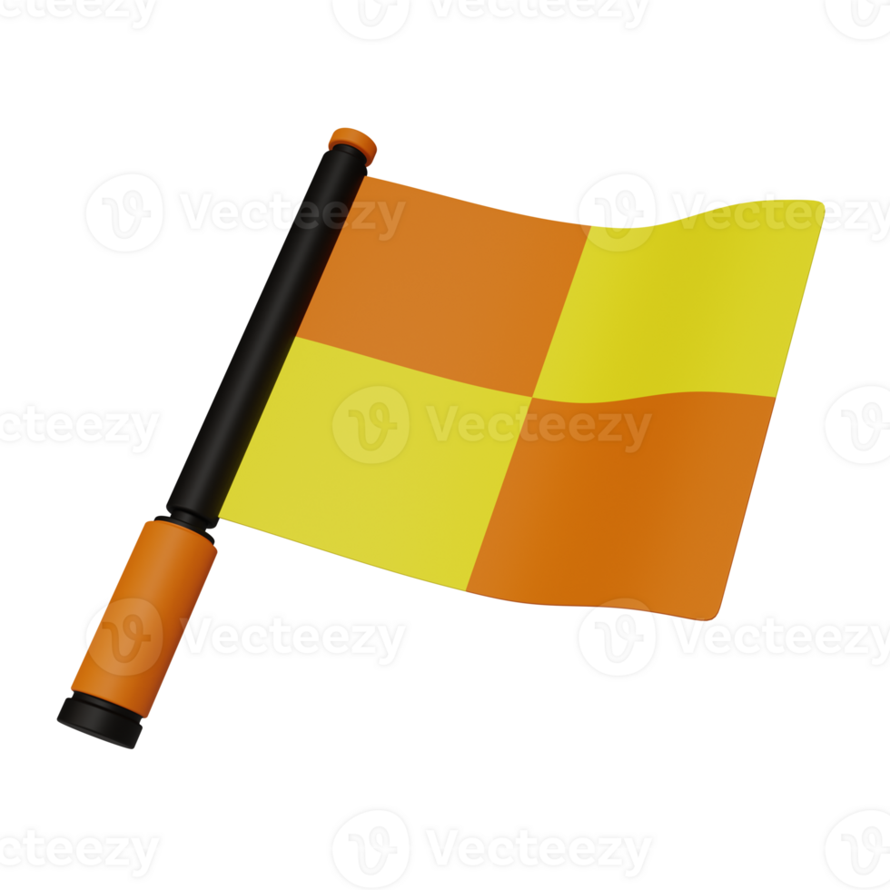 A yellow and orange flag with a black handle png