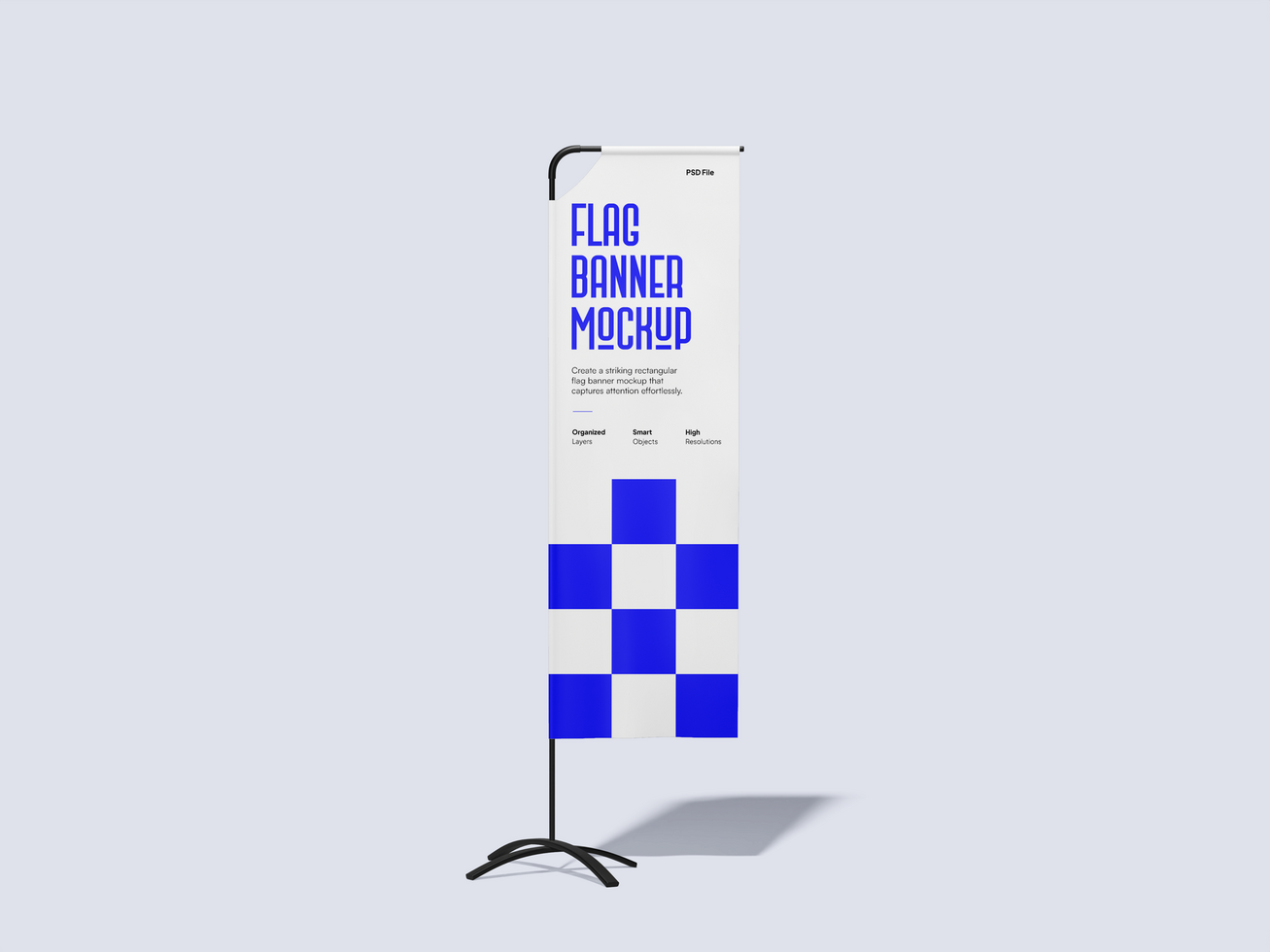 Rectangular Flag Banner Mockup 3D Render psd