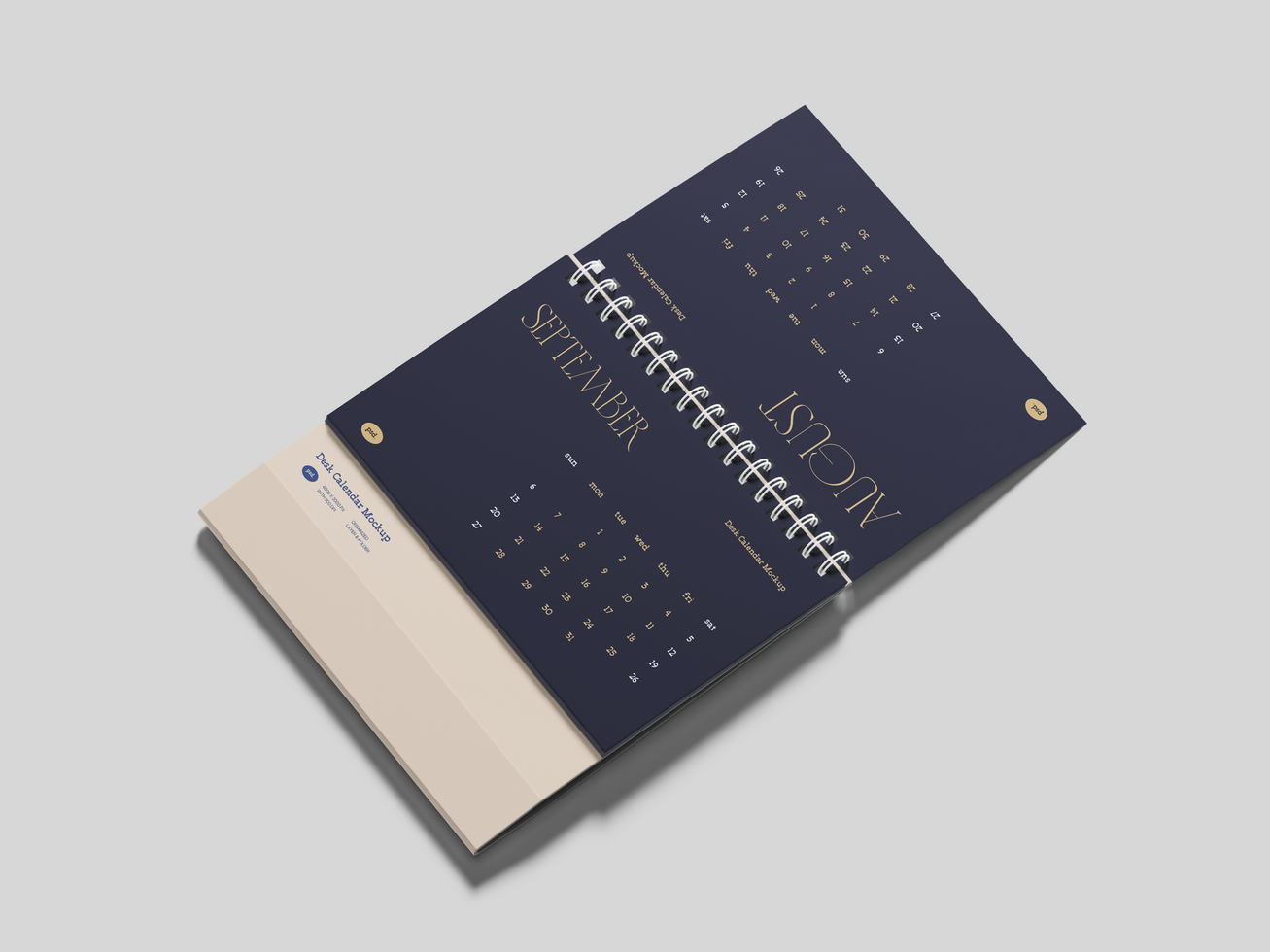 Paper Desk Spiral Calendar Mockup psd