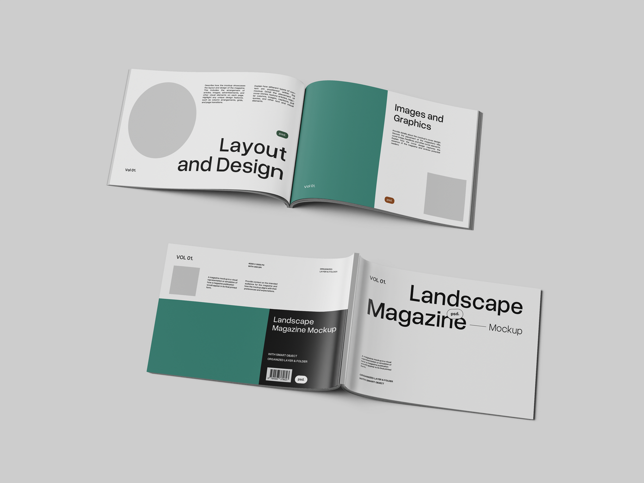 Landscape Magazine A4 3D Mockup psd
