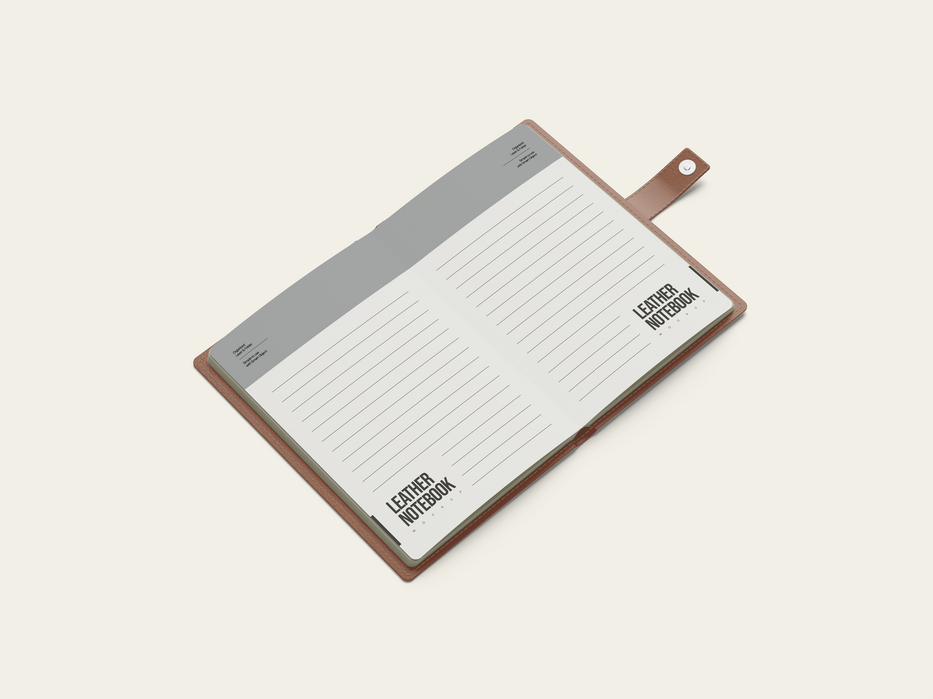 Leather Notebook with Lock Page Mockup psd