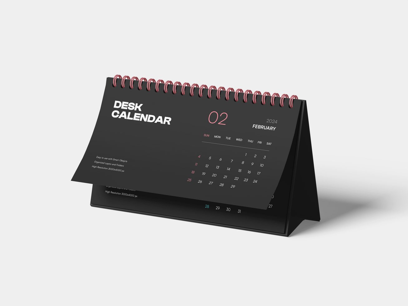 Realistic Calendar Desk Mockup psd