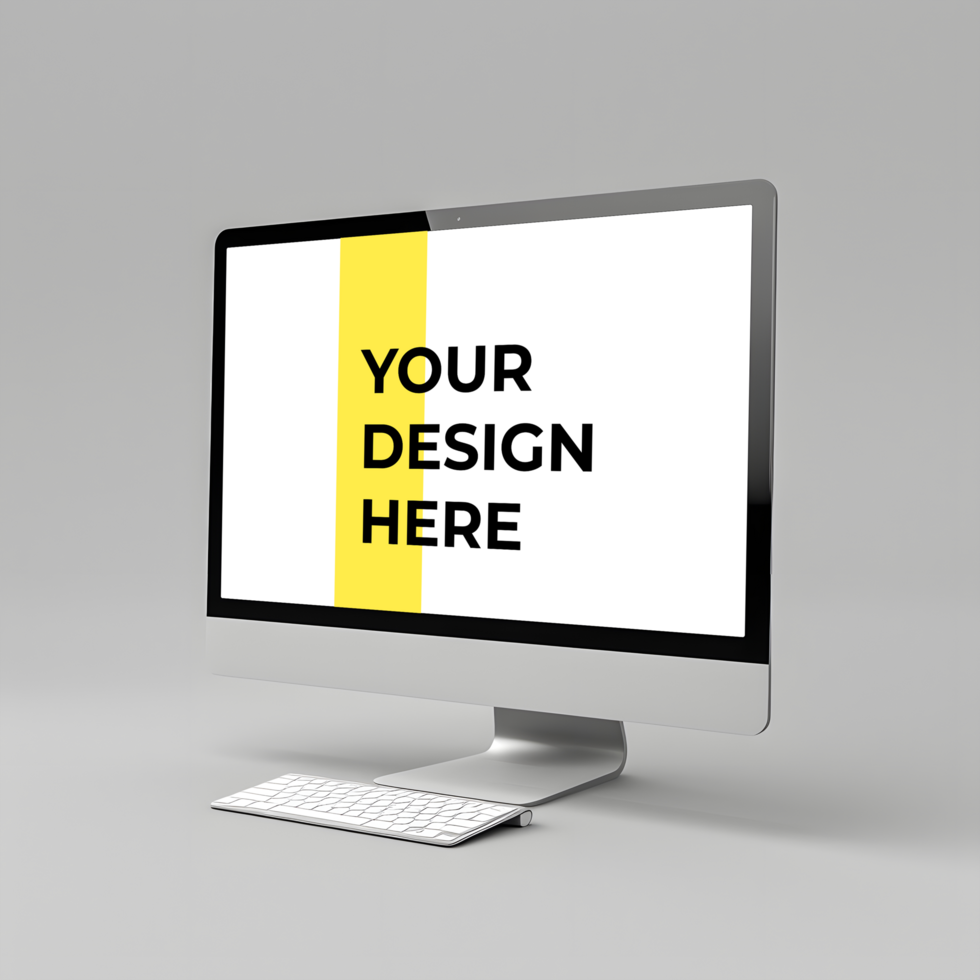 Clean Desk Layout Featuring a Monitor Mockup psd