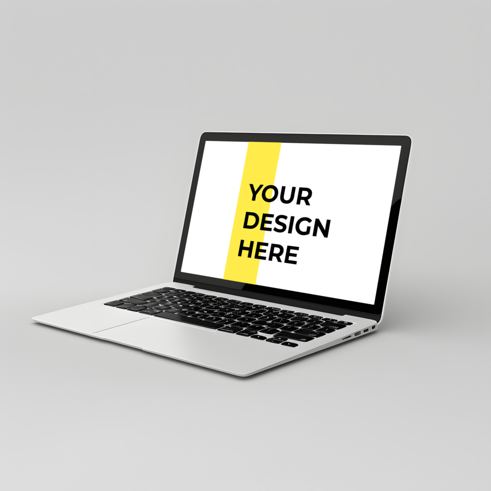 laptop mockup with yellow and white background psd