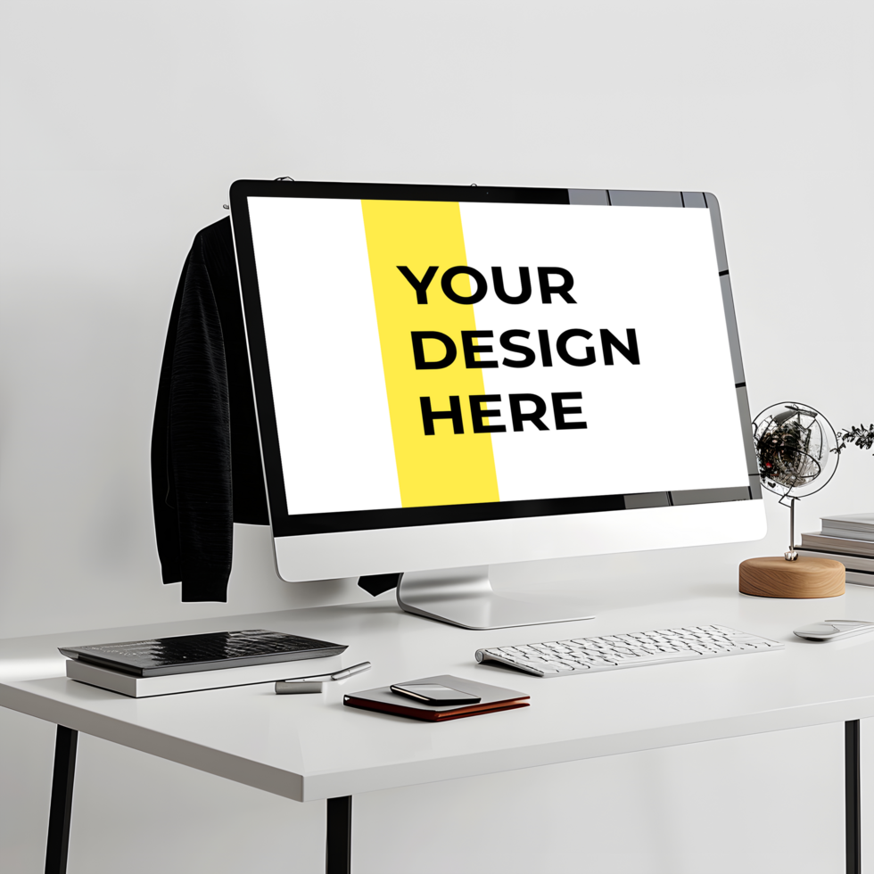 Computer Monitor Mockup Displayed on a Desk psd