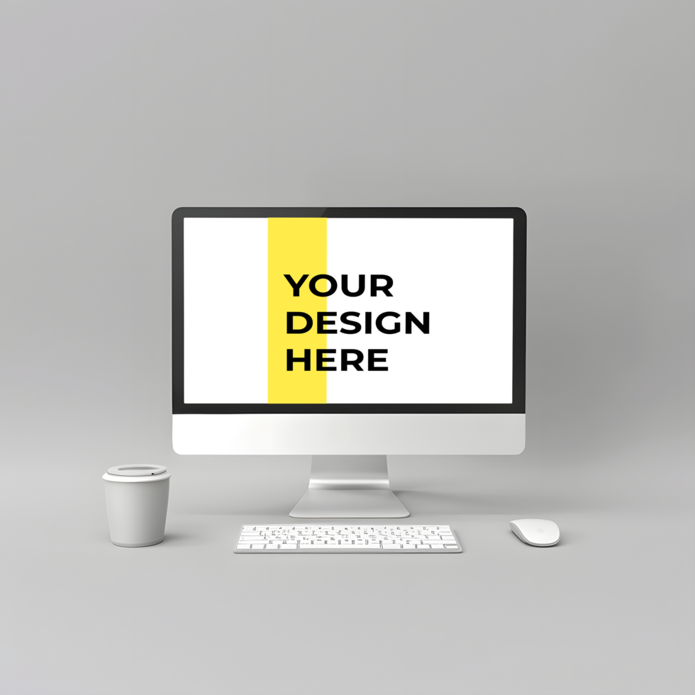 Computer Monitor Displayed in a Desk Setup psd